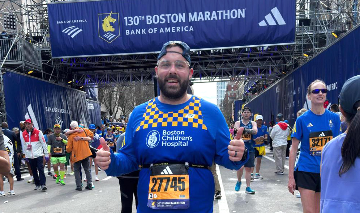 Marathon Matt at the Finish Line of the Boston Marathon